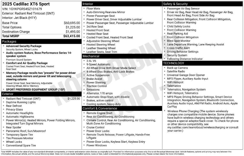 Certified 2025 Cadillac XT6 Sport AWD/4WD image 31