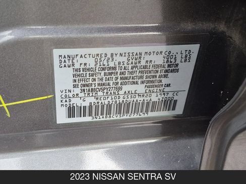 Certified 2023 Nissan Sentra SV w/ All-Weather Package FWD image 23