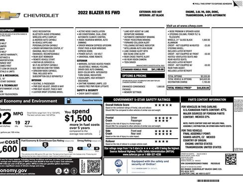 Used 2022 Chevrolet Blazer RS w/ Enhanced Convenience Package image 18