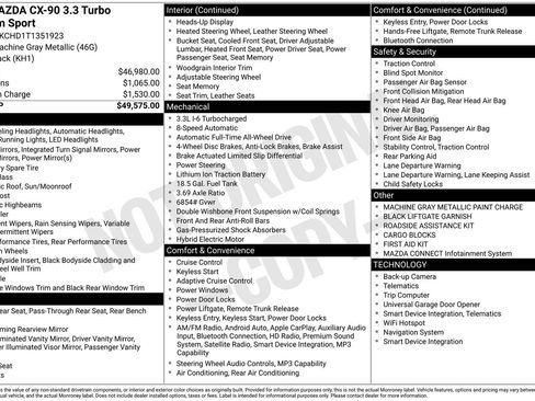 Certified 2026 MAZDA CX-90 3.3 Turbo w/ Premium Sport Pkg AWD/4WD image 48