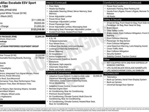 Certified 2023 Cadillac Escalade ESV Sport Platinum w/ LPO, ONYX Package AWD/4WD image 22