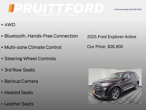 Used 2025 Ford Explorer Active w/ Active Comfort Package AWD/4WD image 13