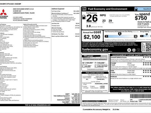 Used 2024 Mitsubishi Outlander Sport LE AWD/4WD image 4