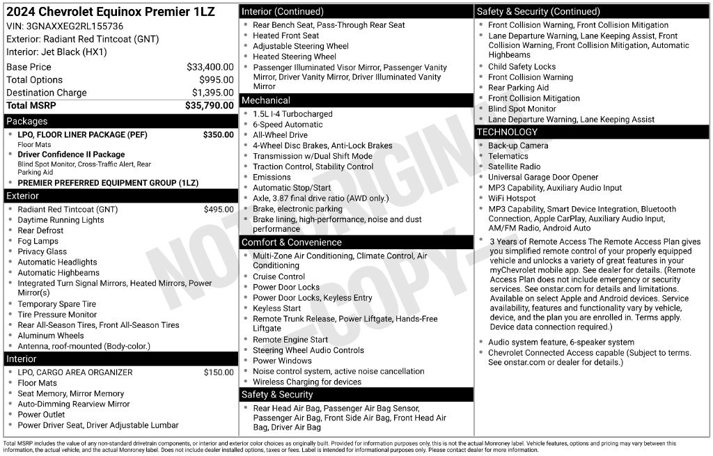 Certified 2024 Chevrolet Equinox Premier w/ LPO, Floor Liner Package AWD/4WD image 4