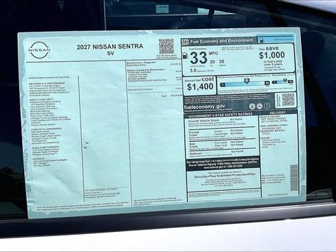 New 2027 Nissan Sentra SV w/ Floor Mat Package FWD image 12