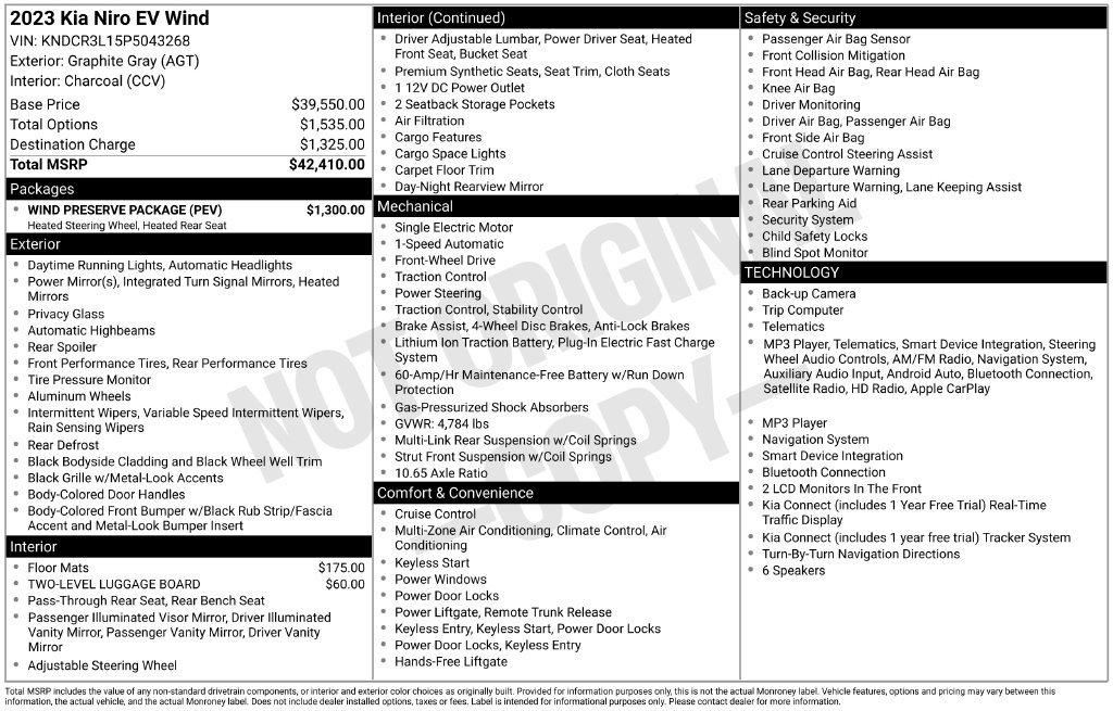 Certified 2023 Kia Niro Wind w/ Wind Preserve Package FWD image 42