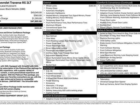 Used 2023 Chevrolet Traverse RS w/ LPO, Floor Liner Package FWD image 41