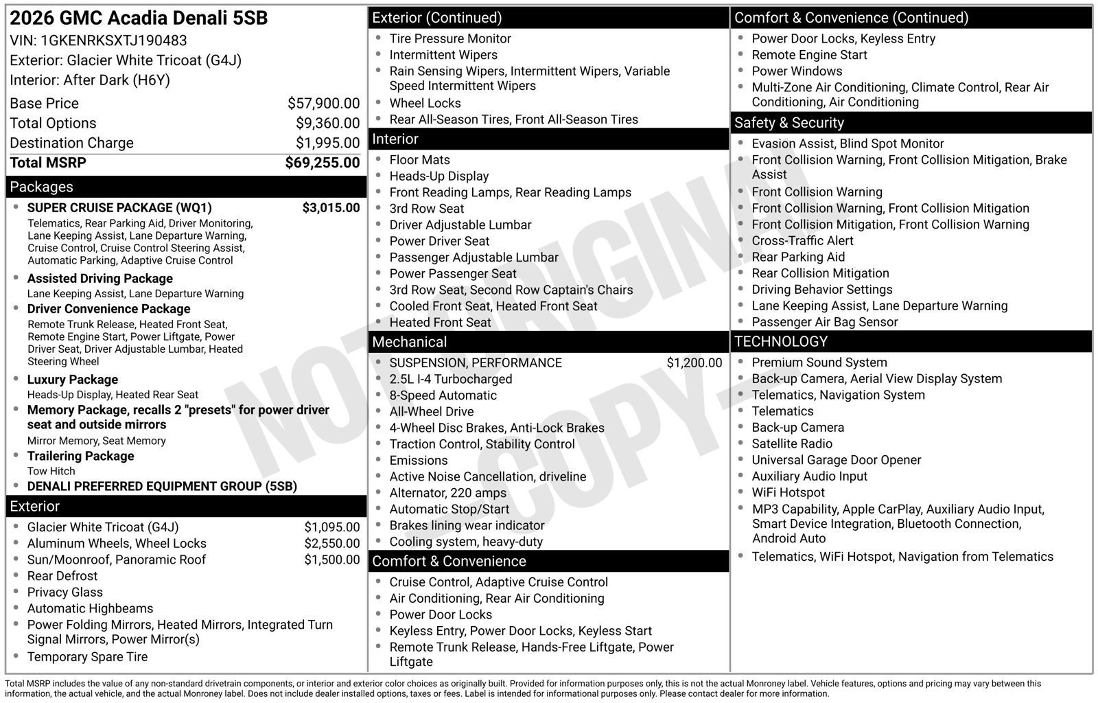 Used 2026 GMC Acadia Denali w/ Super Cruise Package AWD/4WD image 3
