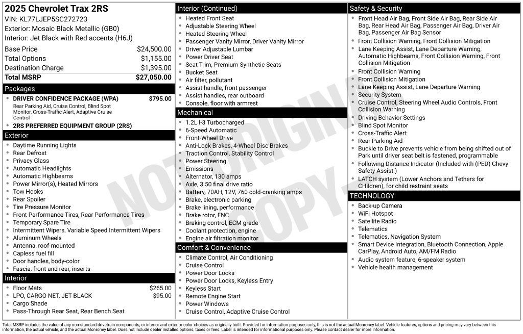 Used 2025 Chevrolet Trax RS w/ Driver Confidence Package FWD image 36