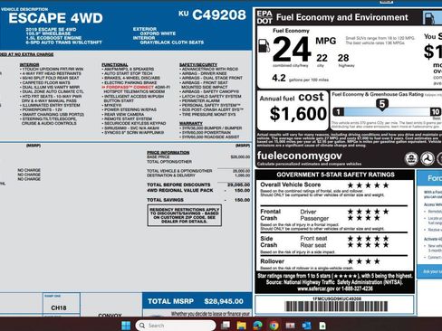 Used 2019 Ford Escape SE AWD/4WD image 1