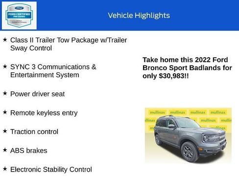 Certified 2022 Ford Bronco Sport Badlands AWD/4WD image 10