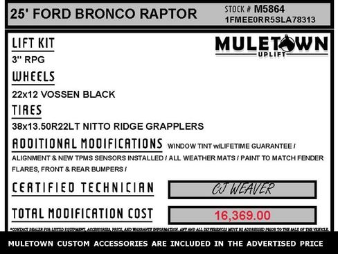 New 2025 Ford Bronco Raptor w/ Interior Carbon Fiber Pack image 2