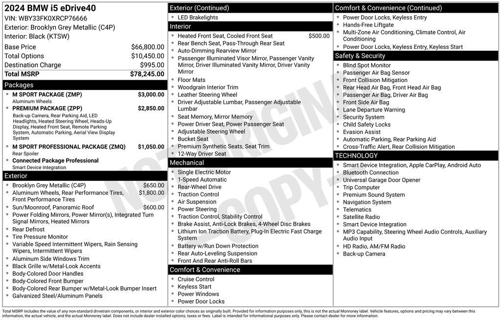 Used 2024 BMW i5 eDrive40i w/ M Sport Package RWD image 41
