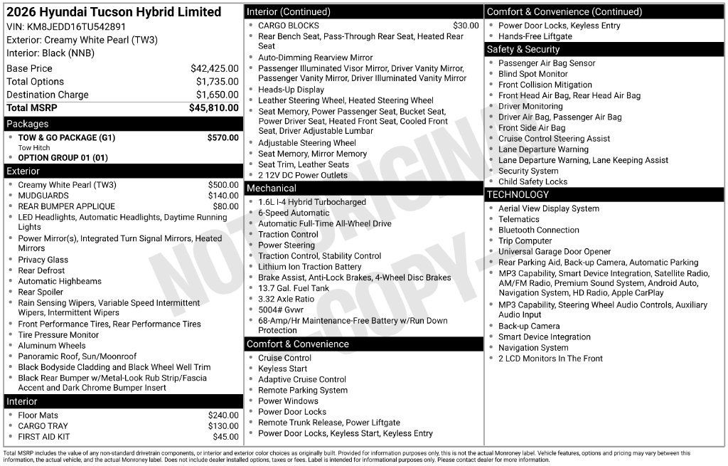 New 2026 Hyundai Tucson Limited w/ Tow & Go Package AWD/4WD image 8