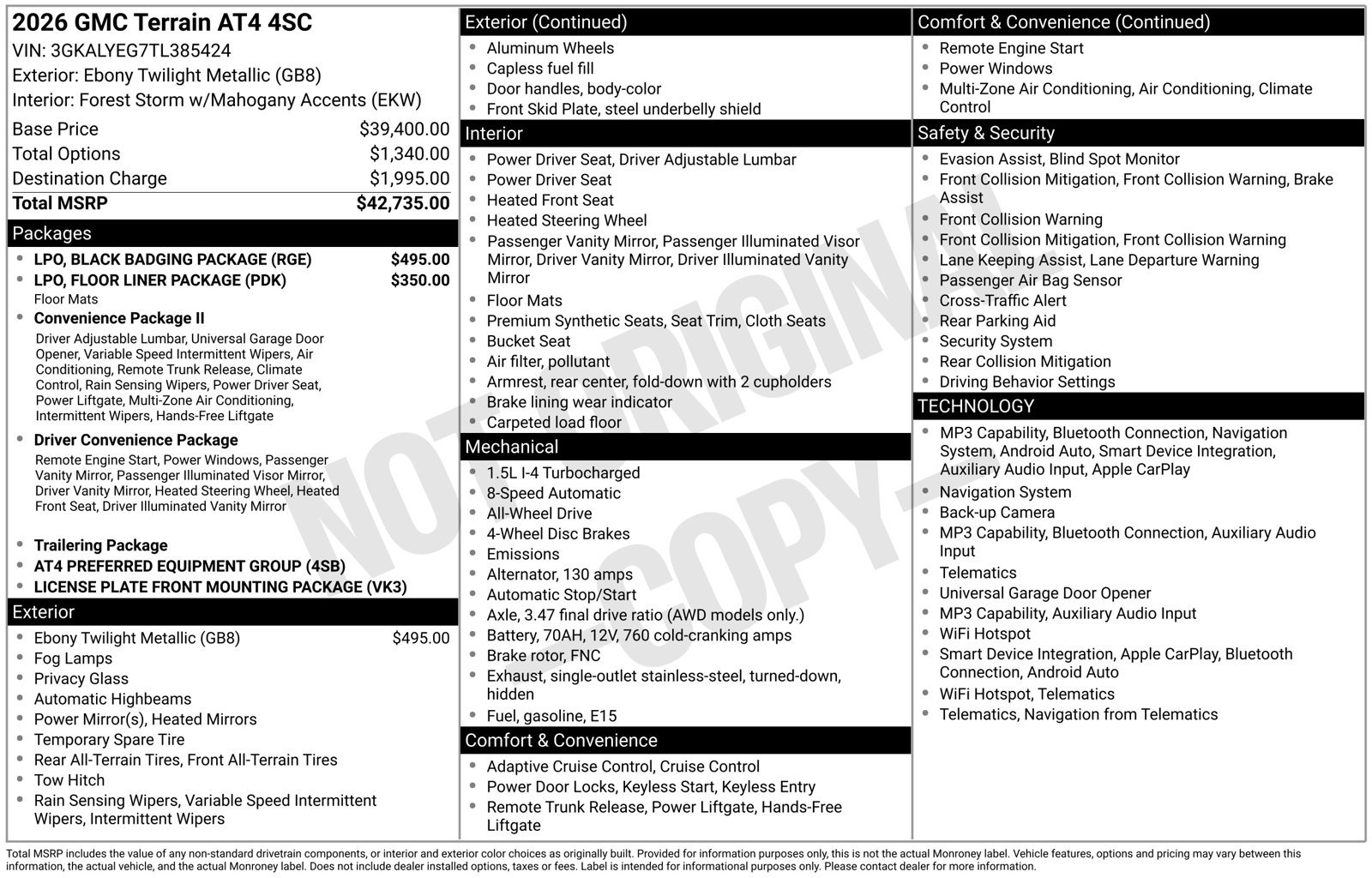 New 2026 GMC Terrain AT4 w/ LPO, Black Badging Package AWD/4WD image 9