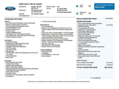 Used 2025 Ford F150 XL w/ Equipment Group 104A Hybrid image 37