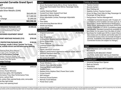 Used 2018 Chevrolet Corvette Grand Sport w/ Z07 Performance Package RWD image 4