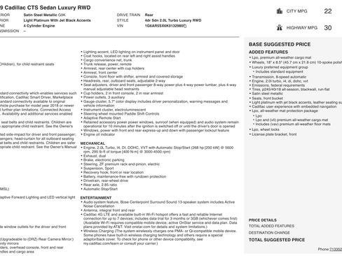 Used 2019 Cadillac CTS Luxury image 2