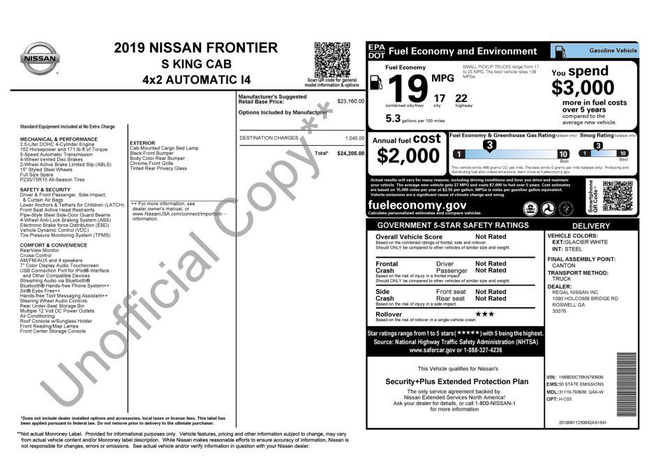 Used 2019 Nissan Frontier S RWD image 8