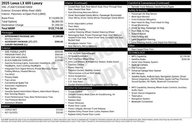 Used 2025 Lexus LX 600 4WD w/ Appearance Package image 27