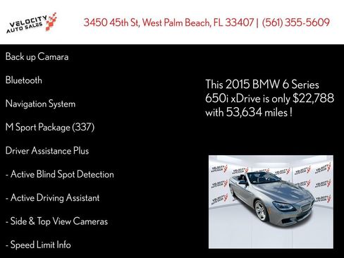 Used 2015 BMW 650i xDrive Convertible w/ M Sport Edition image 33