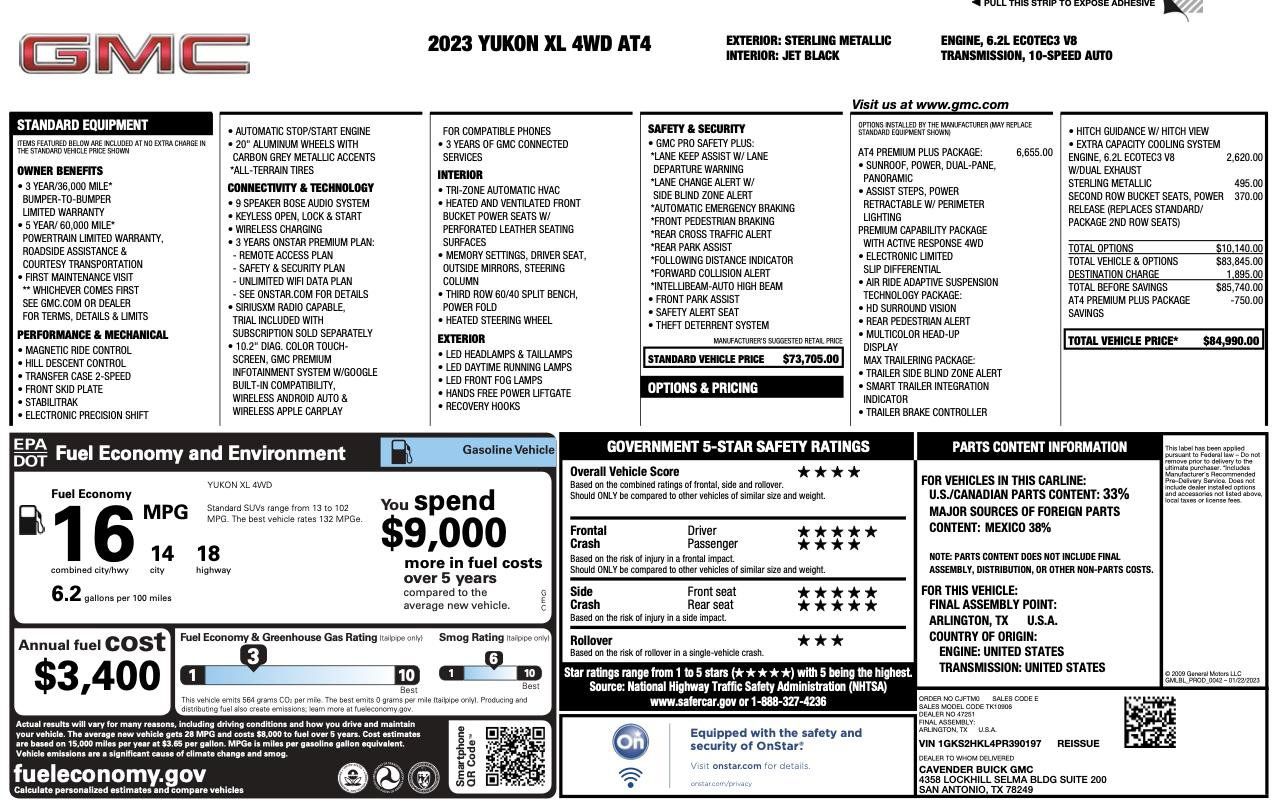 Used 2023 GMC Yukon XL AT4 w/ AT4 Premium Plus Package AWD/4WD image 2