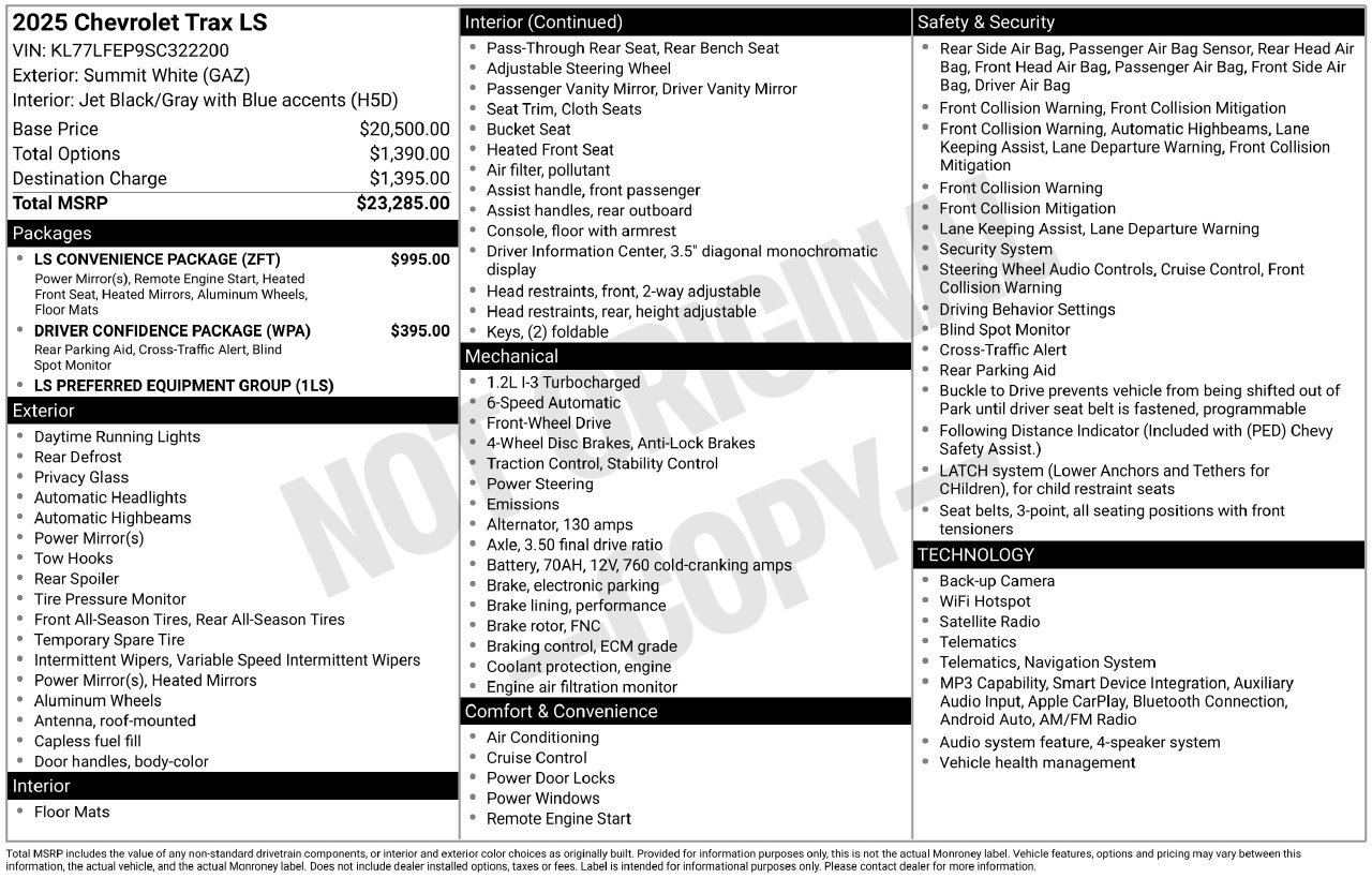 Used 2025 Chevrolet Trax LS w/ LS Convenience Package FWD image 5