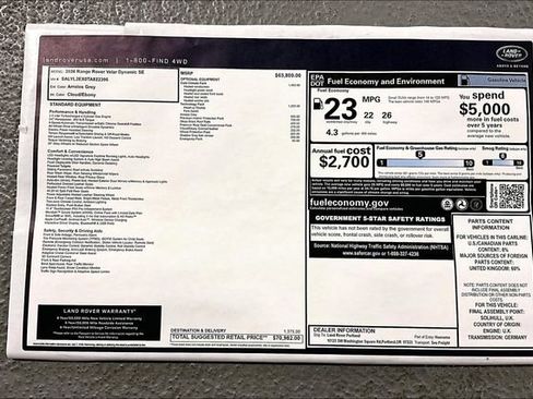 New 2026 Land Rover Range Rover Velar Dynamic SE image 12