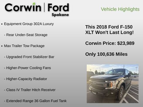 Used 2018 Ford F150 XLT w/ Equipment Group 302A Luxury AWD/4WD image 14