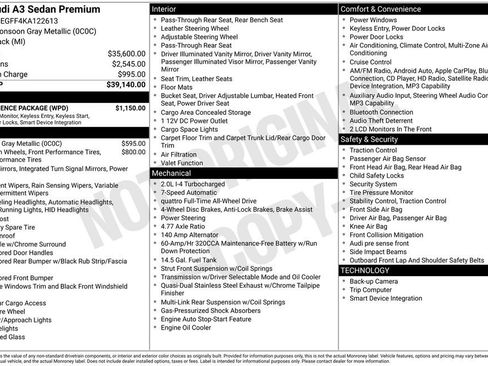 Used 2019 Audi A3 2.0T Premium w/ Convenience Package image 40