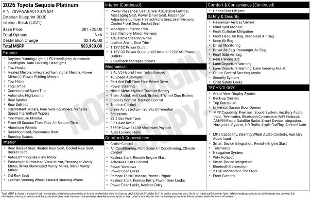 Certified 2026 Toyota Sequoia Platinum AWD/4WD image 29