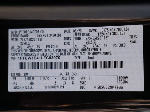 Used 2020 Ford F150 XLT w/ Equipment Group 302A Luxury image 71