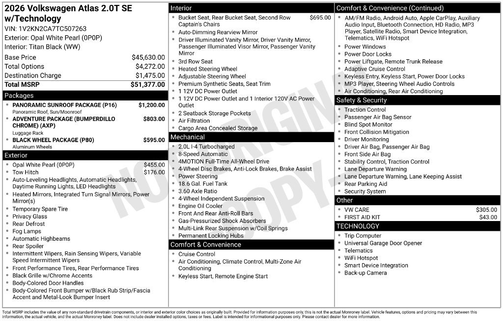 Certified 2026 Volkswagen Atlas SE w/ Panoramic Sunroof Package AWD/4WD image 36