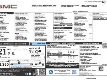 New 2026 GMC Acadia Elevation w/ Black Edition