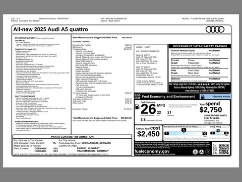 New 2025 Audi A5 2.0T Prestige image 22