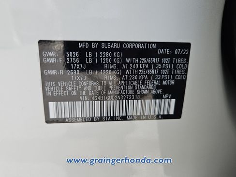 Used 2022 Subaru Outback Wilderness AWD/4WD image 14