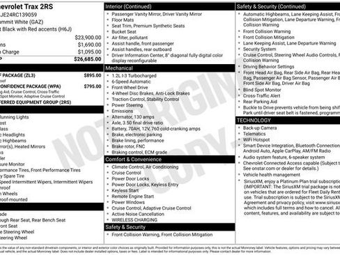 Used 2024 Chevrolet Trax RS w/ Sunroof Package FWD image 7