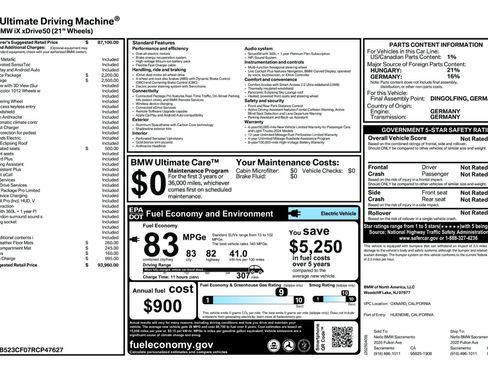Used 2024 BMW iX xDrive50 w/ Sport Package image 65
