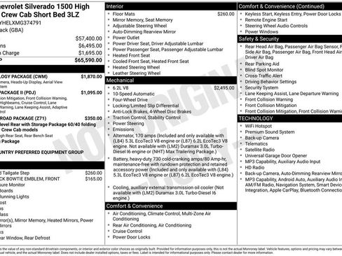 Used 2021 Chevrolet Silverado 1500 High Country w/ Technology Package AWD/4WD image 4