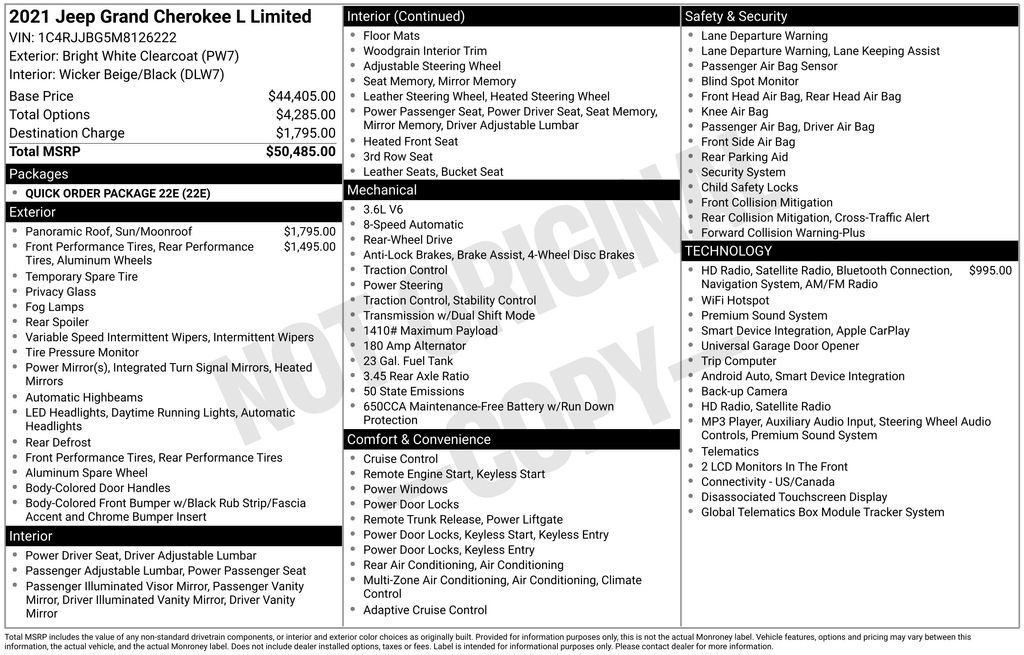 Used 2021 Jeep Grand Cherokee L Limited RWD image 1