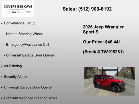 New 2026 Jeep Wrangler Unlimited Sport AWD/4WD image 24