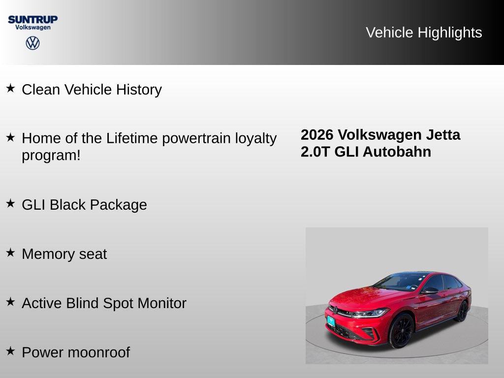 Used 2026 Volkswagen Jetta GLI Autobahn w/ GLI Black Package FWD image 8