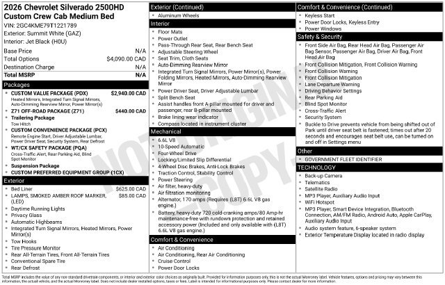 New 2026 Chevrolet Silverado 2500 Custom w/ Custom Value Package AWD/4WD image 4