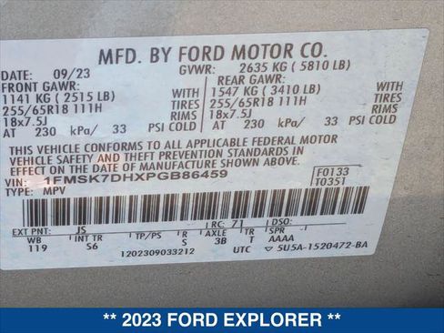 Certified 2023 Ford Explorer XLT w/ Equipment Group 202A RWD image 24