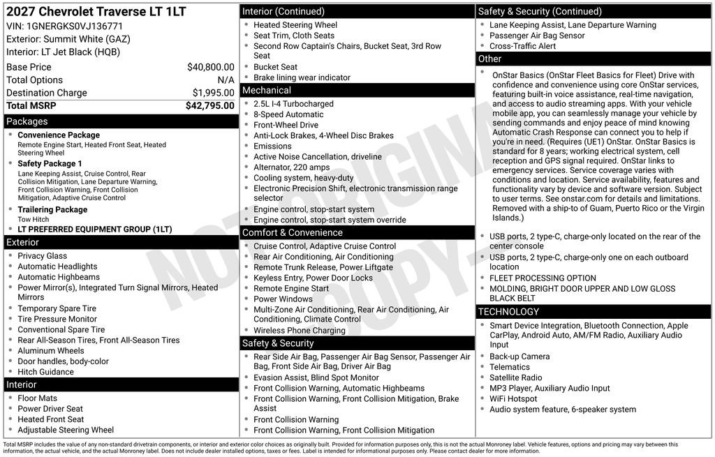 New 2027 Chevrolet Traverse LT FWD image 5