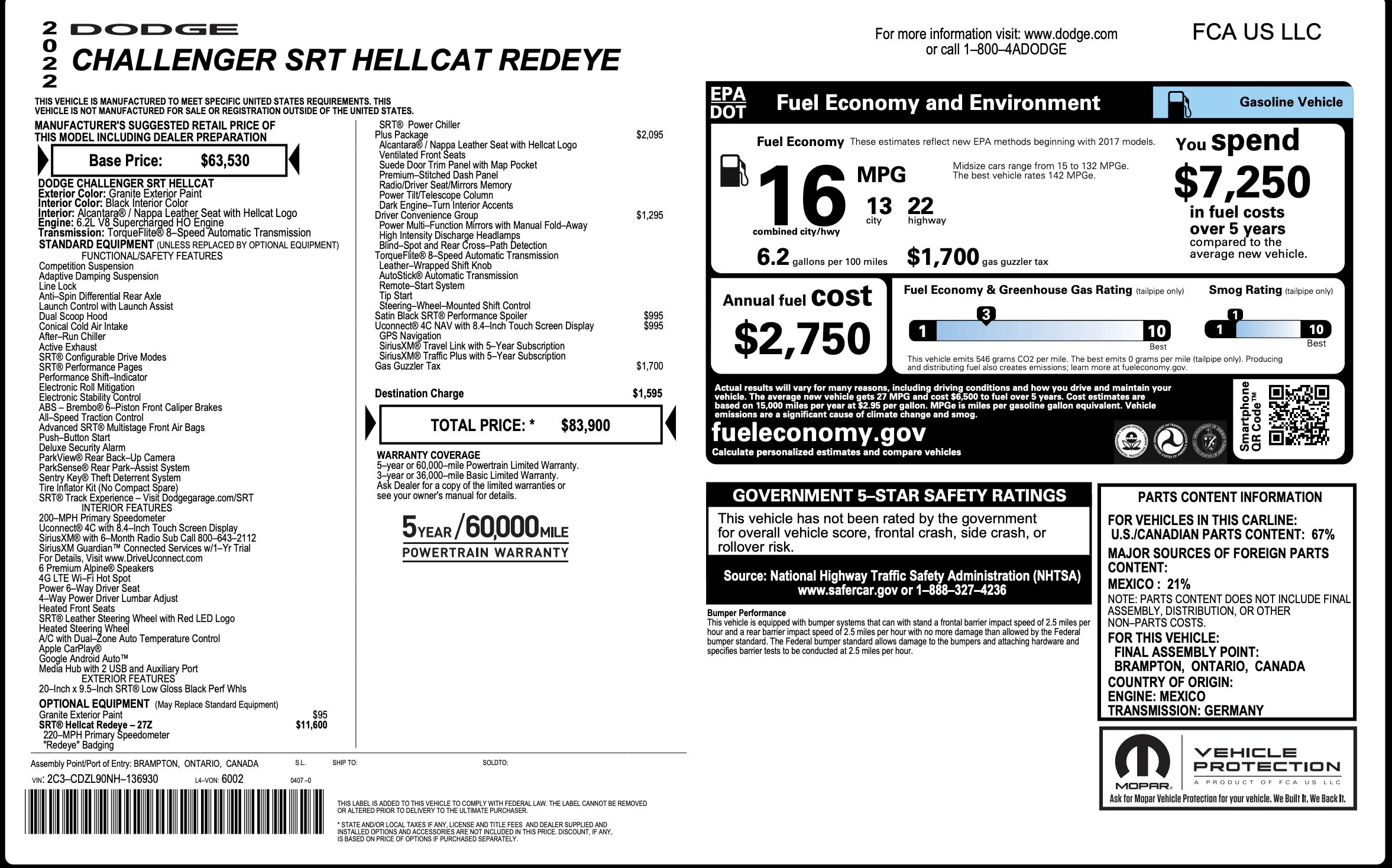 Used 2022 Dodge Challenger SRT Hellcat Redeye RWD image 7