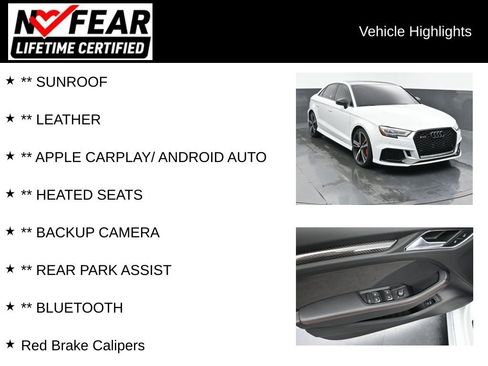 Used 2018 Audi RS 3 w/ Dynamic Package AWD/4WD image 2