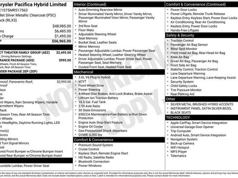 Used 2021 Chrysler Pacifica Limited w/ Uconnect Theater Family Group image 11