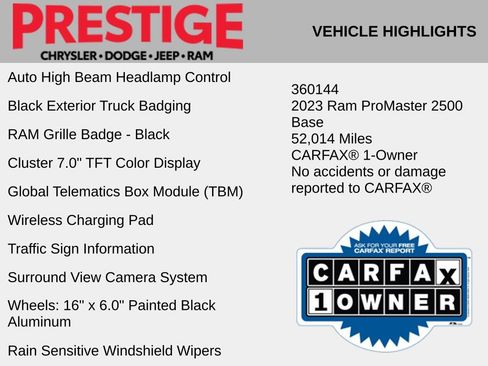 Used 2023 RAM ProMaster 2500 w/ Driver Convenience Group image 8