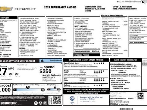 Used 2024 Chevrolet TrailBlazer RS w/ Convenience Package AWD/4WD image 24